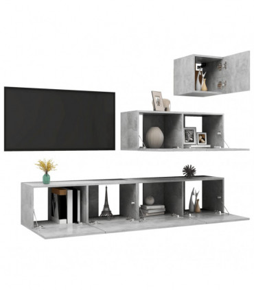vidaXL 4 Piece TV Cabinet Set Concrete Grey Engineered Wood