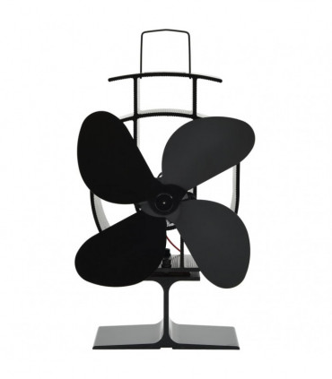 Heat Powered Stove Fan 4 Blades Black
