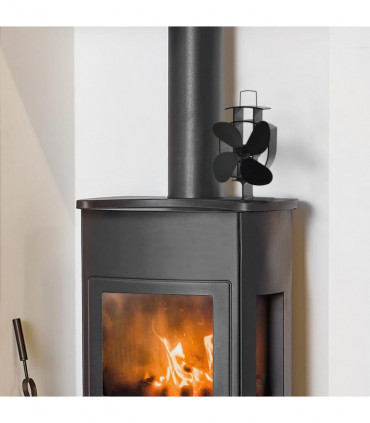 Heat Powered Stove Fan 4 Blades Black