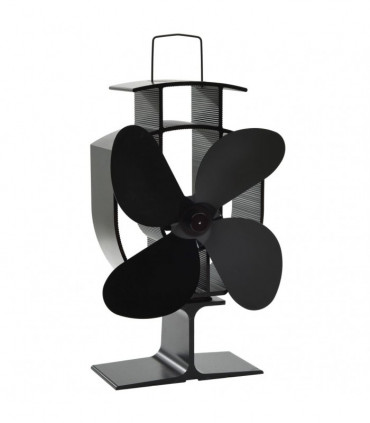Heat Powered Stove Fan 4 Blades Black