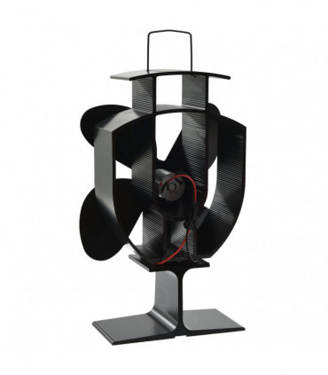 Heat Powered Stove Fan 4 Blades Black