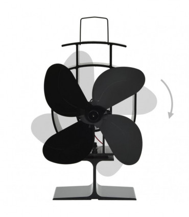 Heat Powered Stove Fan 4 Blades Black