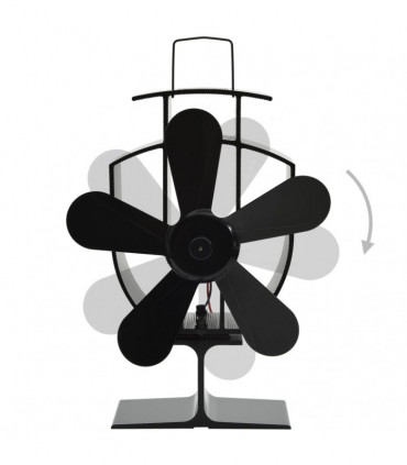 Heat Powered Stove Fan 5 Blades Black