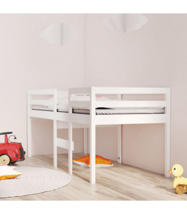 High Sleeper Bed White 90x190 cm 3FT Single Solid Wood Pine