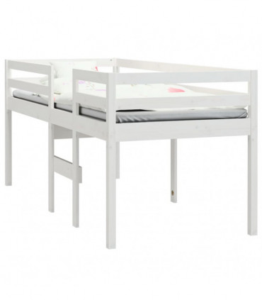 High Sleeper Bed White 90x190 cm 3FT Single Solid Wood Pine