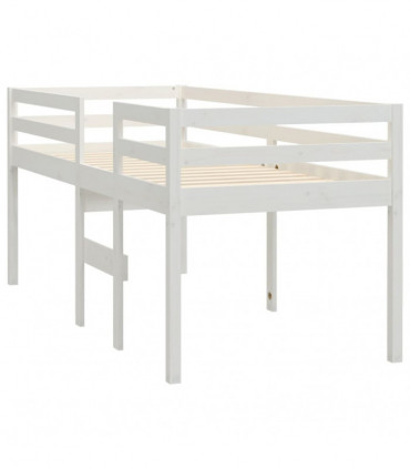 High Sleeper Bed White 90x190 cm 3FT Single Solid Wood Pine