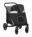 PawHut Foldable Dog Carriage w/ Universal Wheels, Shock Absorber - Black