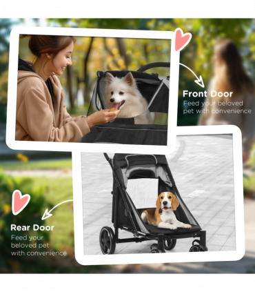 PawHut Foldable Dog Carriage w/ Universal Wheels, Shock Absorber - Black