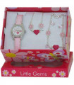 Ravel Little Gems Hearts and Flowers Watch, Necklace & Bracelet Set R2214N - CLEARANCE NEEDS RE-BATTERY