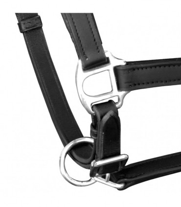 Real Leather Headcollar Stable Halter Adjustable Black Full
