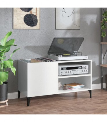 vidaXL Record Cabinet High Gloss White 84.5x38x48 cm Engineered Wood