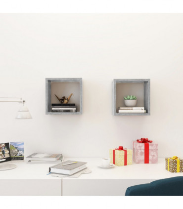 vidaXL Wall Cube Shelves 2 pcs Concrete Grey 26x15x26 cm
