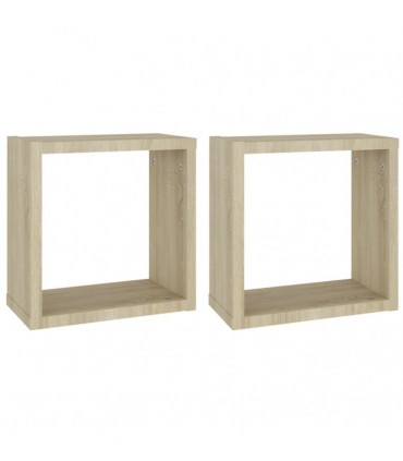 vidaXL Wall Cube Shelves 2 pcs Sonoma Oak 30x15x30 cm
