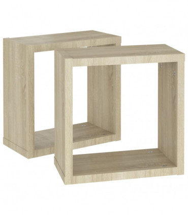 vidaXL Wall Cube Shelves 2 pcs Sonoma Oak 30x15x30 cm
