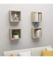 Wall Cube Shelves 4 pcs Sonoma Oak 30x15x30 cm