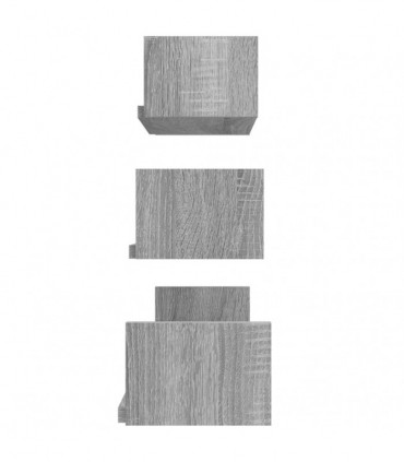 Wall Display Shelves 3 pcs Grey Sonoma Engineered Wood