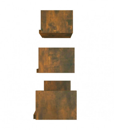 Wall Display Shelves 3 pcs Smoked Oak Engineered Wood