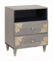 vidaXL Bedside Cabinet Grey 50 x 33 x 62 cm Solid mango wood