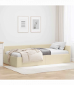 vidaXL Corner Bed Frame Cream 90 x 190 cm Fabric and Engineered wood
