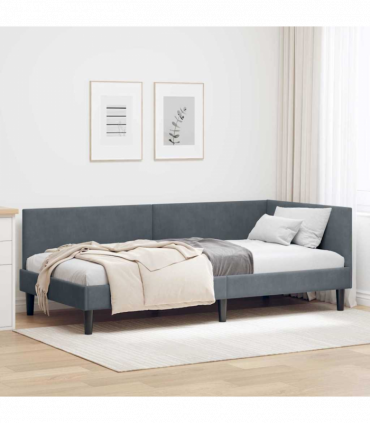 vidaXL Corner Bed Frame Other with Headboard Dark grey 100 x 200 cm