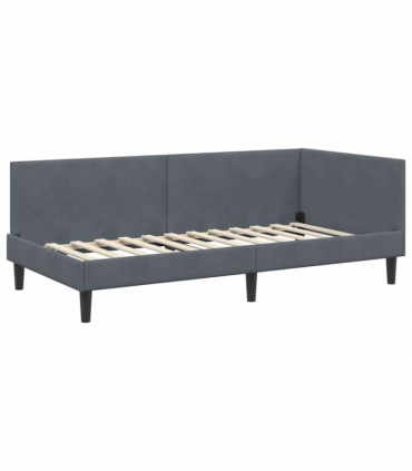 vidaXL Corner Bed Frame Other with Headboard Dark grey 100 x 200 cm