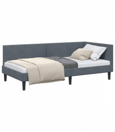 vidaXL Corner Bed Frame Other with Headboard Dark grey 100 x 200 cm