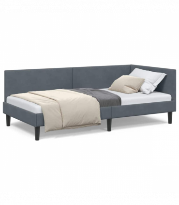 vidaXL Corner Bed Frame Other with Headboard Dark grey 100 x 200 cm