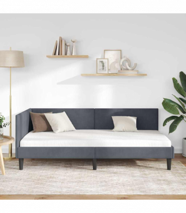 vidaXL Corner Bed Frame Other with Headboard Dark grey 100 x 200 cm