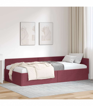 vidaXL Corner Bed Frame with Headboard Manual Wine red 90 x 190 cm