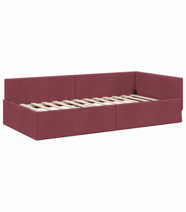 vidaXL Corner Bed Frame with Headboard Manual Wine red 90 x 190 cm