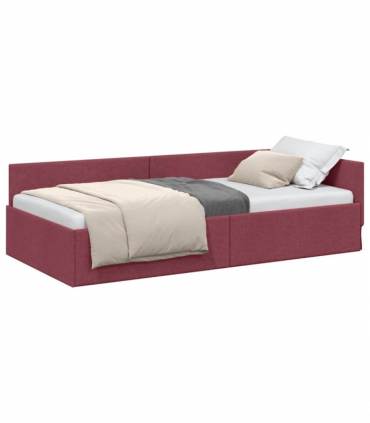 vidaXL Corner Bed Frame with Headboard Manual Wine red 90 x 190 cm