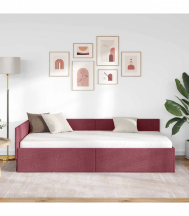 vidaXL Corner Bed Frame with Headboard Manual Wine red 90 x 190 cm