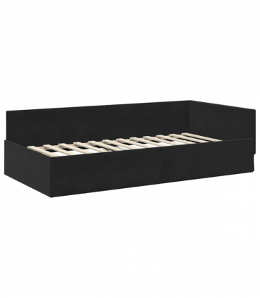 vidaXL Corner Bed Frame Black 100 x 200 cm Velvet and Engineered wood