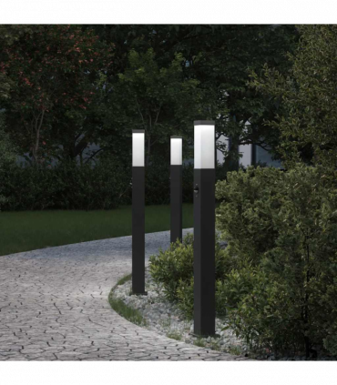 vidaXL Bollard Lights with Sensor 3 pcs 80 cm Black IP44