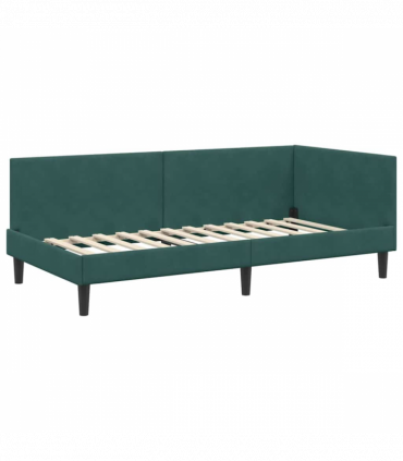 vidaXL Corner Bed Frame Other with Headboard Dark green 100 x 200 cm