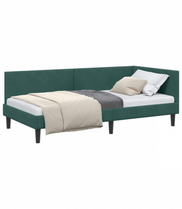 vidaXL Corner Bed Frame Other with Headboard Dark green 100 x 200 cm