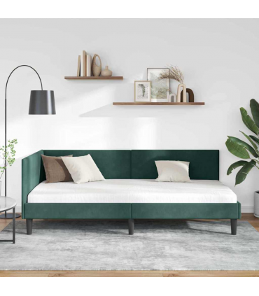 vidaXL Corner Bed Frame Other with Headboard Dark green 100 x 200 cm