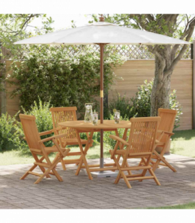 vidaXL Garden Dining Set Folding 5 pcs Brown Solid Teak wood
