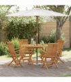 vidaXL Garden Dining Set Folding 5 pcs Brown Solid Teak wood