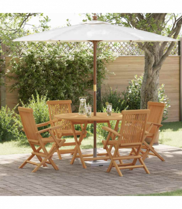 vidaXL Garden Dining Set Folding 5 pcs Brown Solid Teak wood