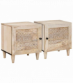 vidaXL Bedside Table 2 pcs Beige 40 x 33 x 46 cm Solid mango wood