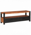 vidaXL Media Storage Cabinet with Drawer Brown Solid acacia wood