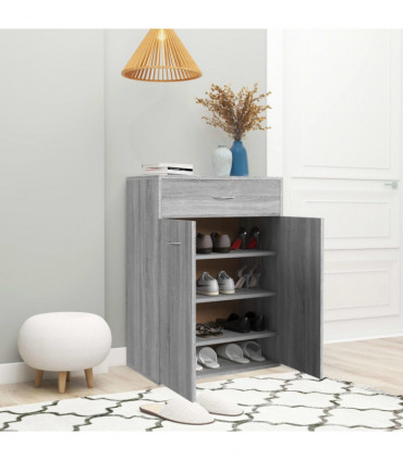 Shoe Cabinet Grey Sonoma 60x35x84 cm Engineered Wood