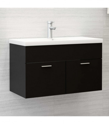 Sink Cabinet Black 80x38.5x46 cm Engineered Wood
