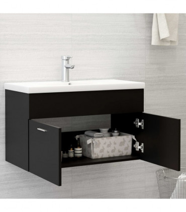 Sink Cabinet Black 80x38.5x46 cm Engineered Wood