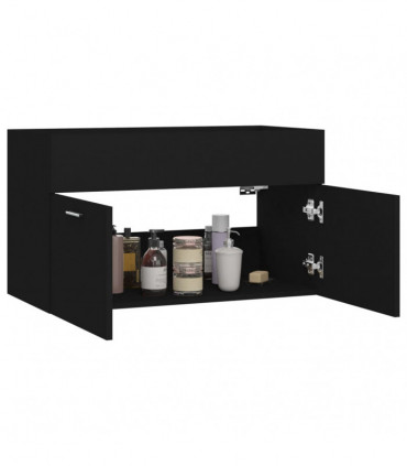 Sink Cabinet Black 80x38.5x46 cm Engineered Wood