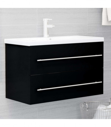 Sink Cabinet Black 80x38.5x48 cm Engineered Wood