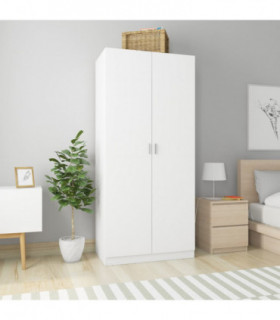 Wardrobe White 90x52x200 cm Engineered Wood