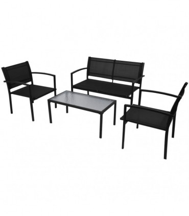 vidaXL 4 Piece Garden Lounge Set Textilene Black