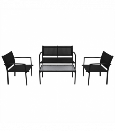 vidaXL 4 Piece Garden Lounge Set Textilene Black